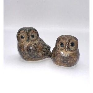 Vintage Set Napcoware Import  Miniature Owls Ceramic Stoneware Figurines